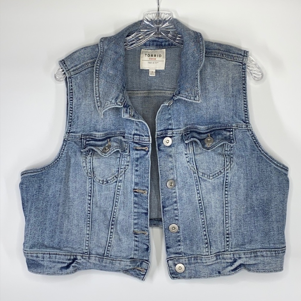 Torrid First At Fit Denim Jean Vest Size 2